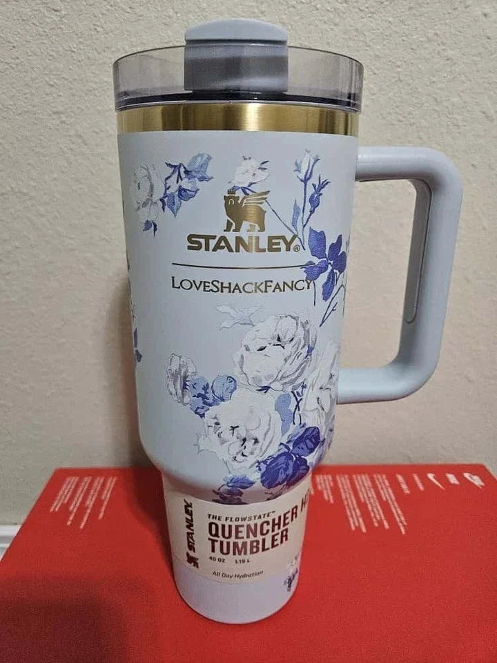 Stanley x Love Shack Fancy Tumbler 40oz Holiday Rosa Beaux Blue With Box Free Sh