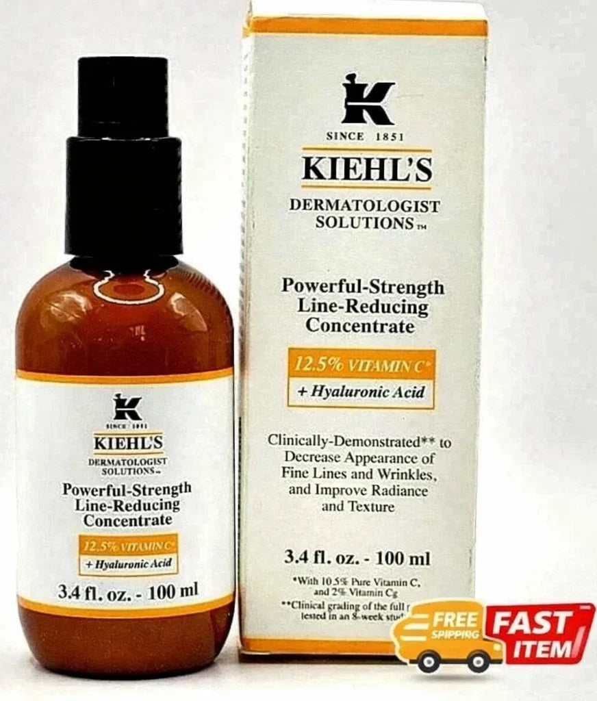 KIEHL'S Powerful Strength Line Reducing Concentrate Hyaluronic 3.4 oz new